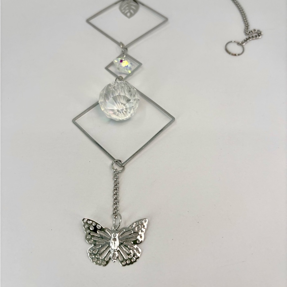 Butterfly Silver and Glass Crystal Sun Catcher NEW - Picture 2 of 5